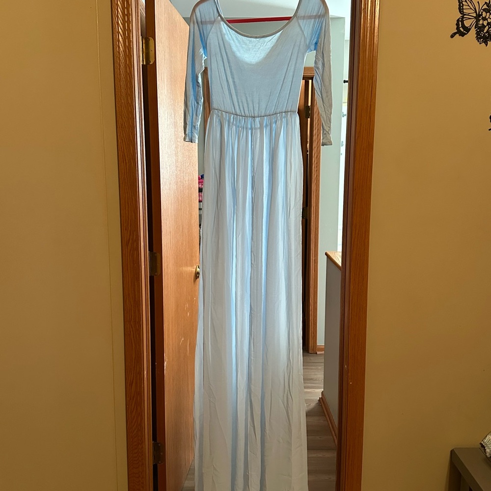 Elegant Light Blue Maxi Dress